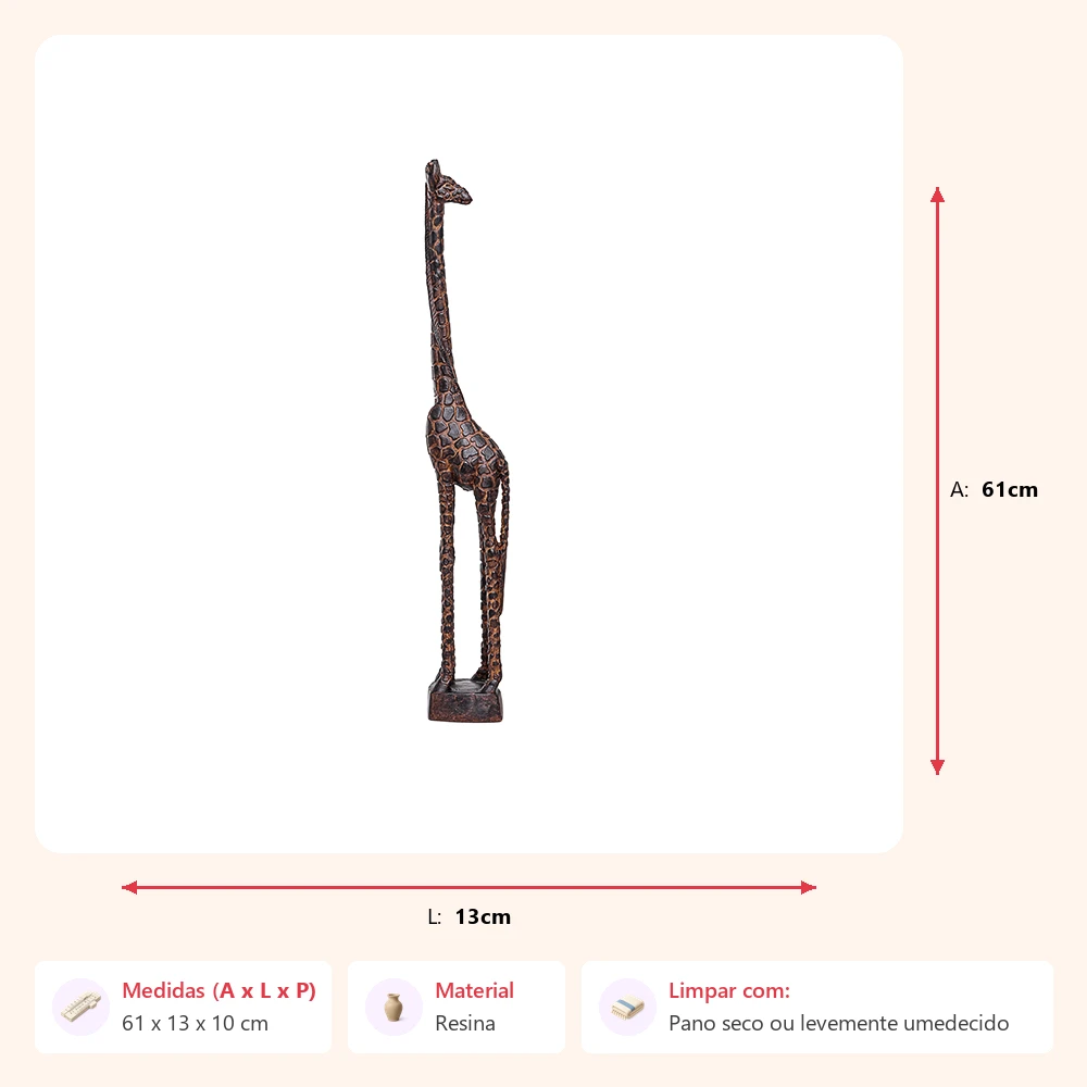 Escultura girafa 61x13x10cm - Imagem 2