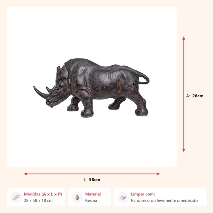 Alternative view of Escultura rinoceronte 28x58x18cm