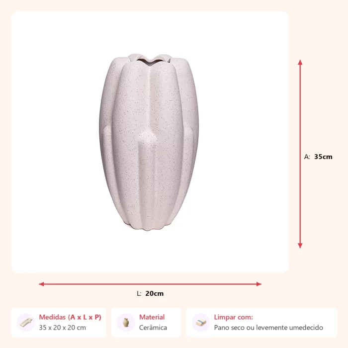 Vaso tulipa creme 35x20x20cm - Imagem 2