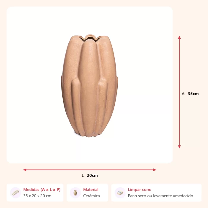Vaso tulipa bege 35x20x20cm - Imagem 2