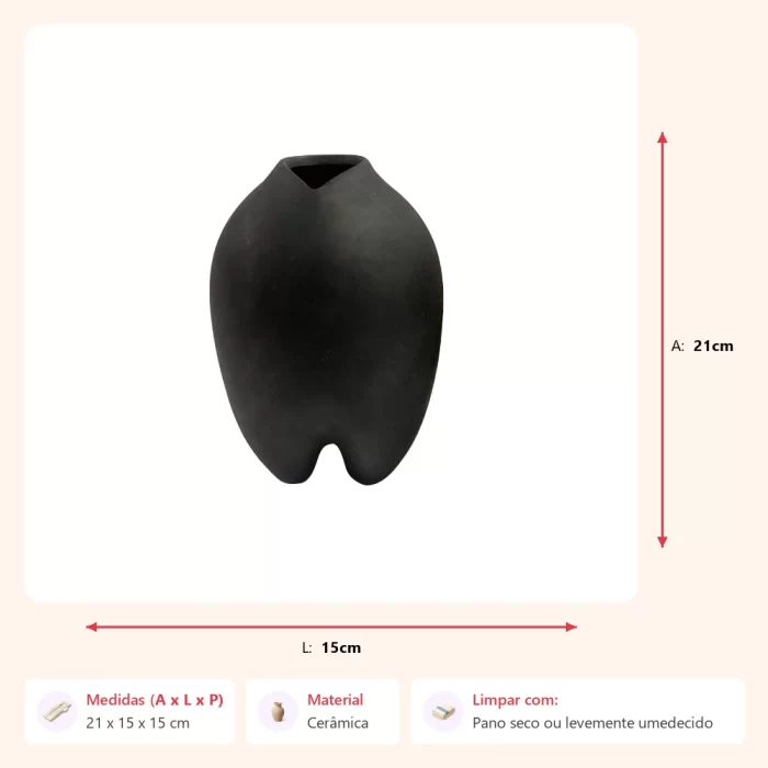 Vaso gota preto 21x15x15cm - Imagem 2