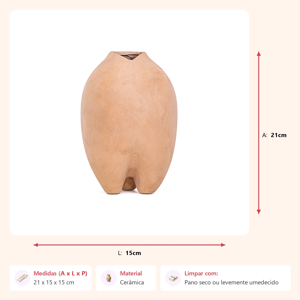 Vaso gota bege 21x15x15cm - Imagem 2