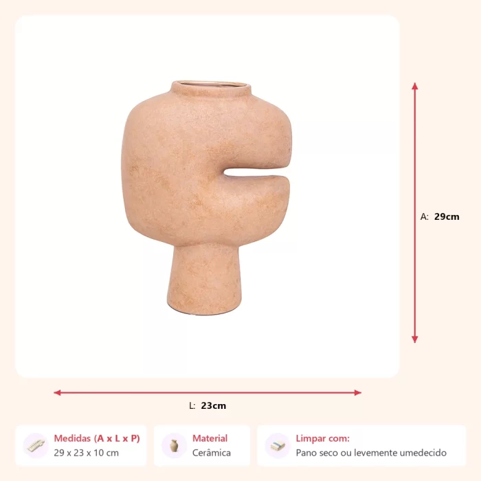 Vaso fenda bege 29x23x10cm - Imagem 2