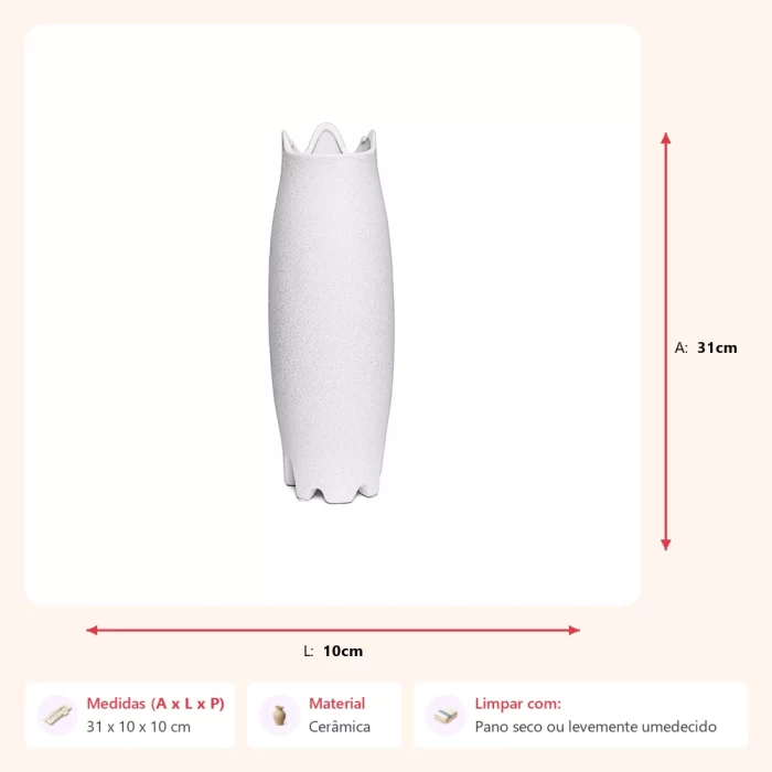 Vaso vista branco areia 31x10x10cm - Imagem 2