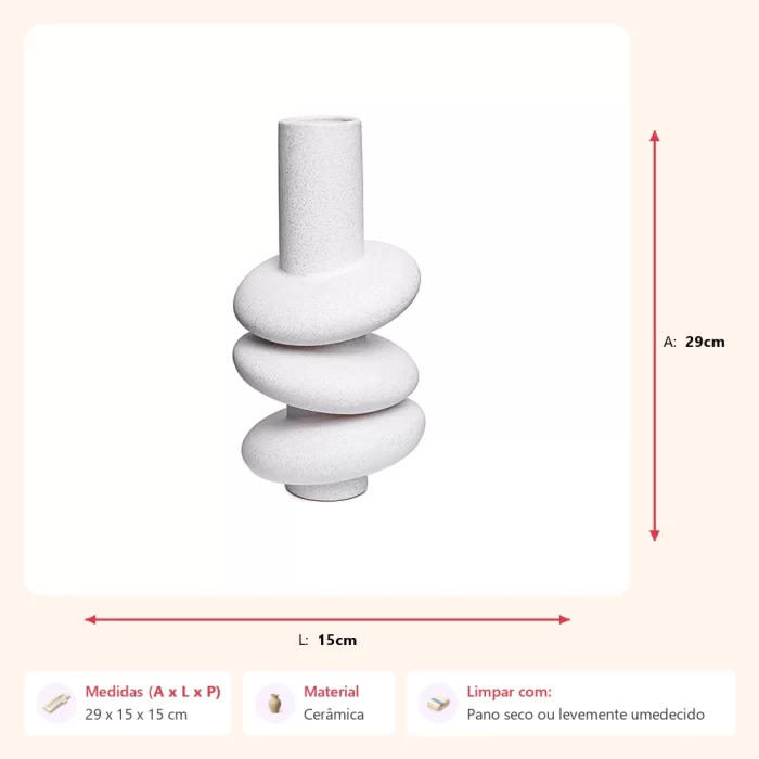 Vaso espiral branco areia 29x15x15cm - Imagem 2