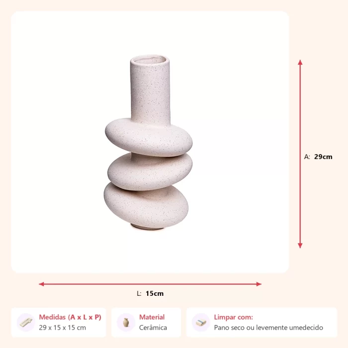Vaso espiral bege areia 29x15x15cm - Imagem 2