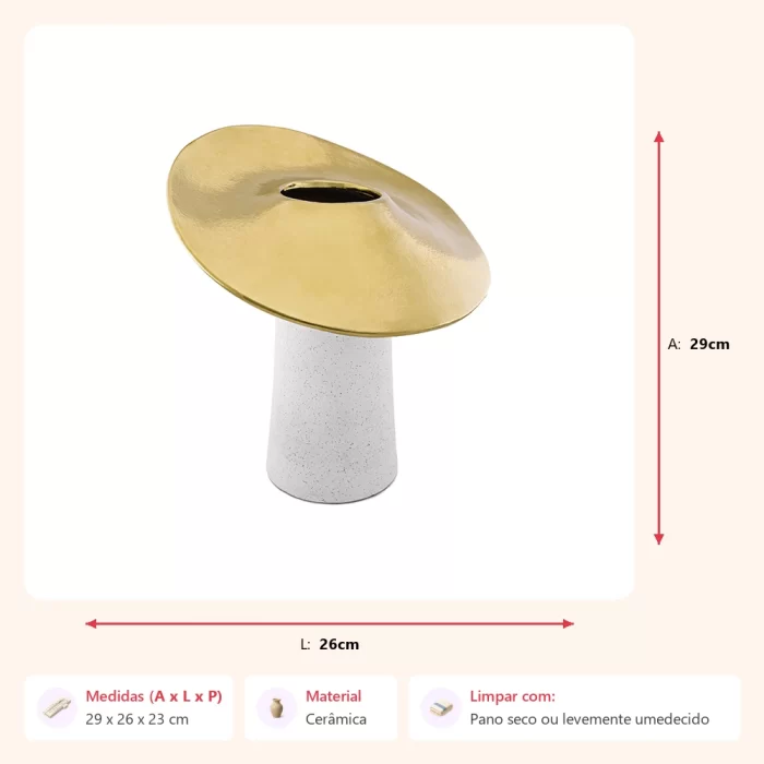 Vaso chapeu dourado 29x26x23cm - Imagem 2