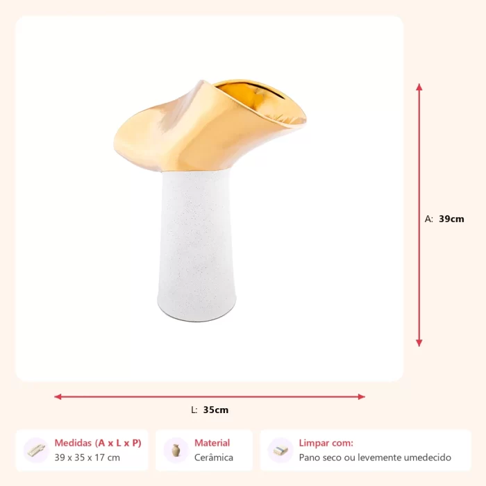 Vaso chapeu dourado 39x35x17cm - Imagem 2