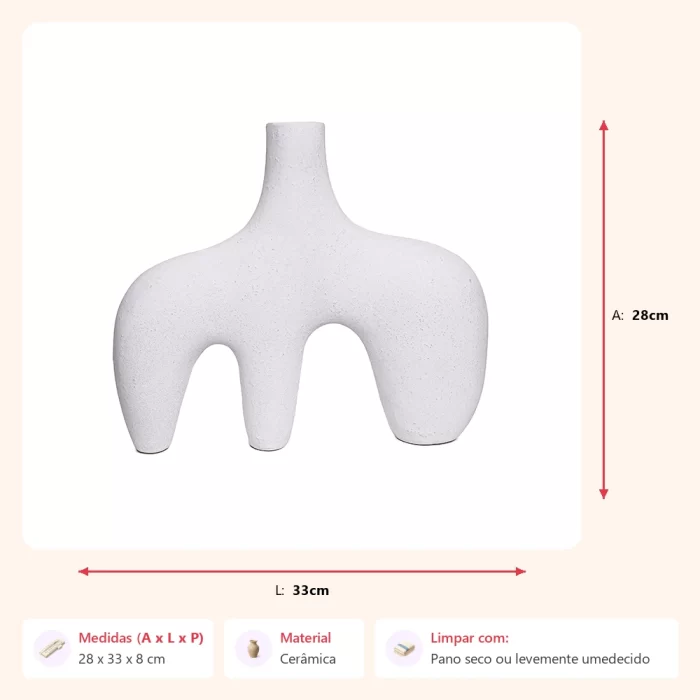 Vaso tri branco 28x33x8cm - Imagem 2