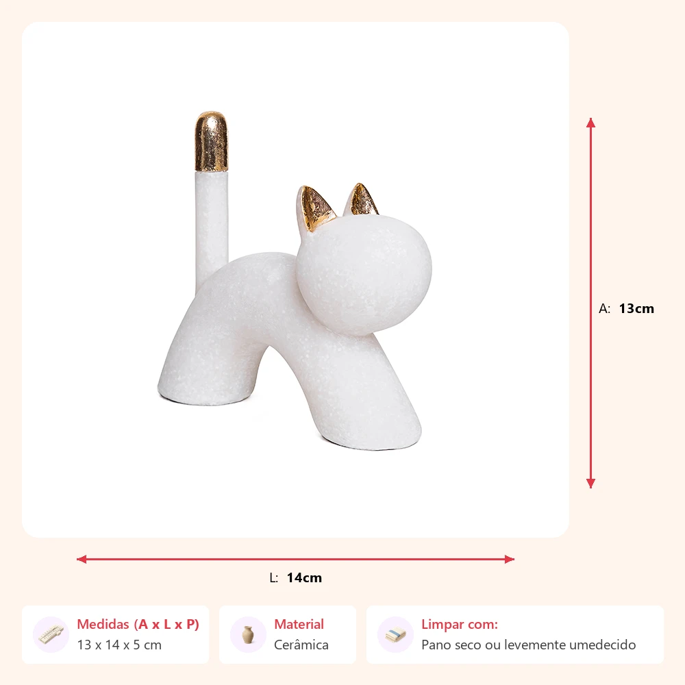 Escultura gato 13x14x5cm - Imagem 2