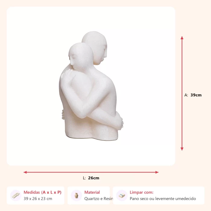 Alternative view of Escultura casal abraçado 39x26x23cm