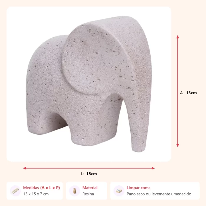 Escultura elefante marrom 13x15x7cm - Imagem 2