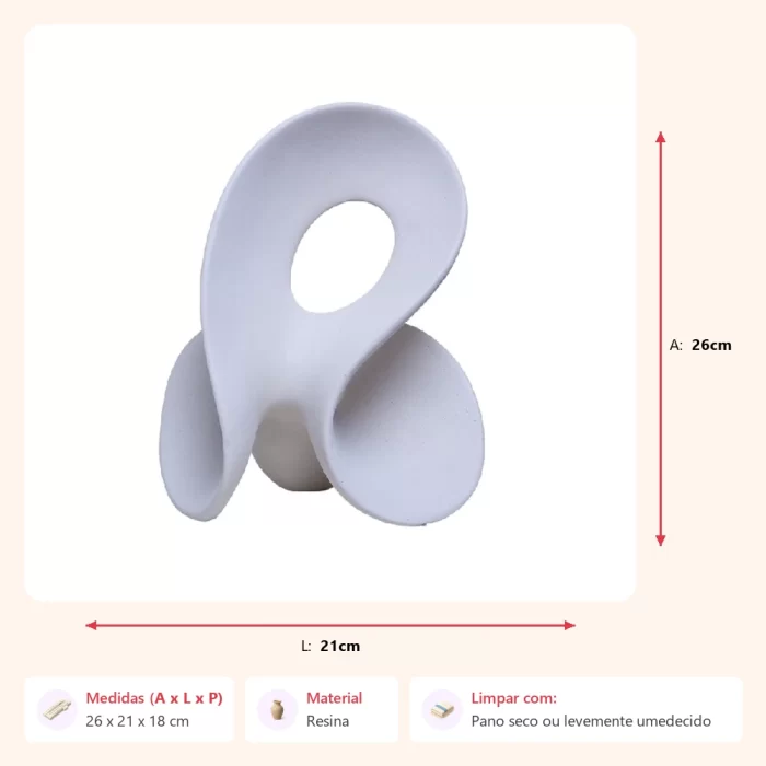 Escultura abstrata onda 26x21x18cm - Imagem 2