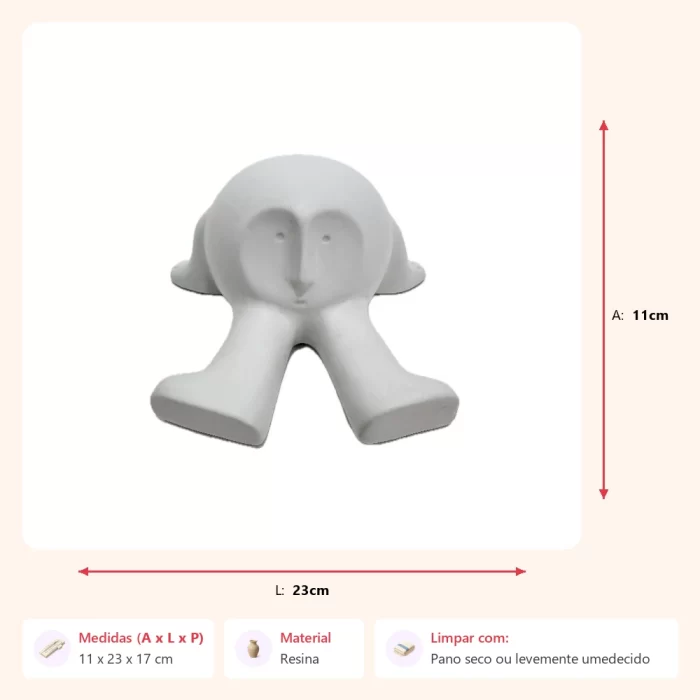 Alternative view of Escultura max relaxado branco 11x23x17cm
