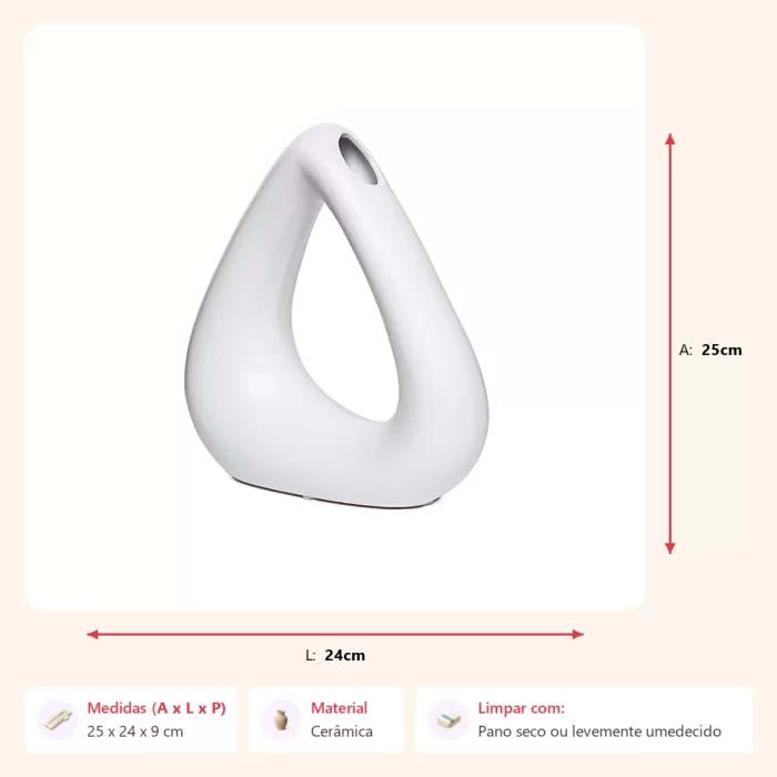 Vaso delta branco 25x24x9cm - Imagem 2