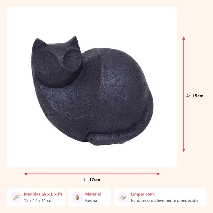 Escultura gato preto 15x17x11cm - Imagem 2