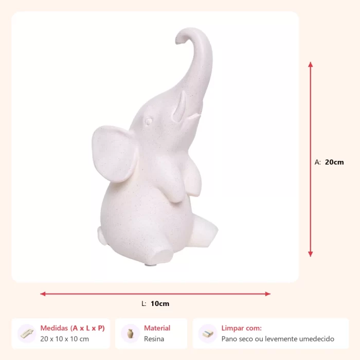Escultura elefante sentado 20x10x10cm - Imagem 2