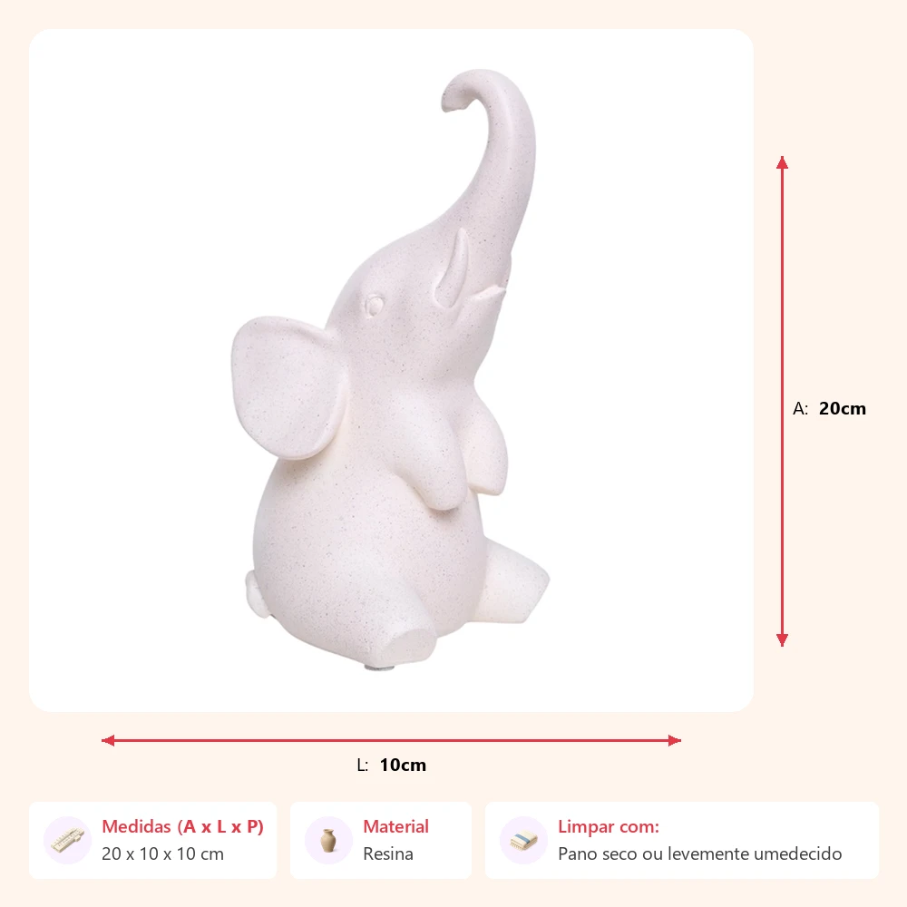 Escultura elefante sentado 20x10x10cm - Imagem 2
