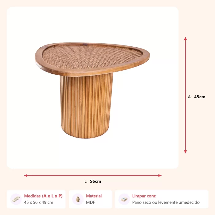 Mesa lateral rattan 45x56x49cm - Imagem 2