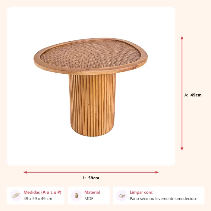 Mesa lateral rattan 49x59x49cm - Imagem 2