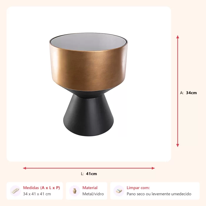 Mesa lateral conica 34x41x41cm - Imagem 2