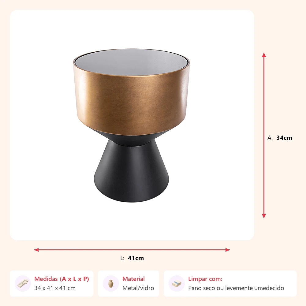 Mesa lateral conica 34x41x41cm - Imagem 2