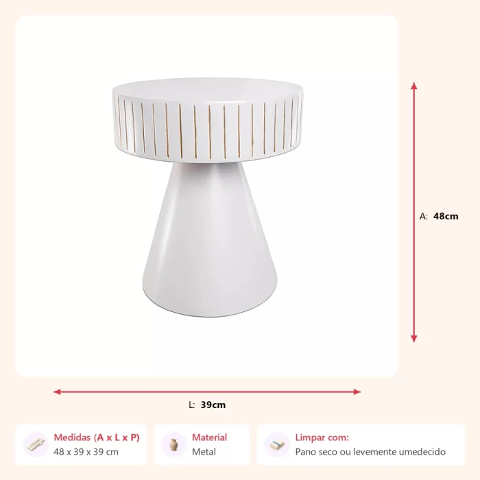 Mesa lateral em metal 48x39x39cm - Imagem 2