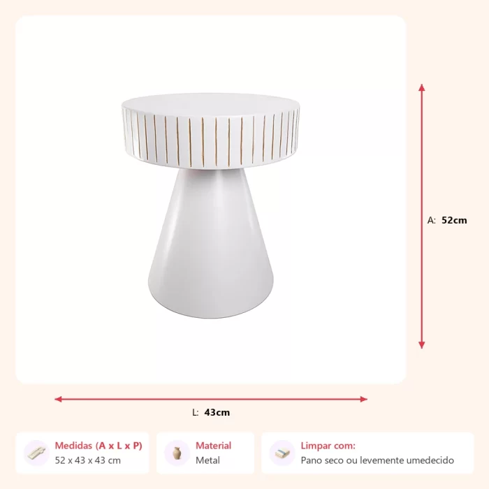 Mesa lateral em metal 52x43x43cm - Imagem 2