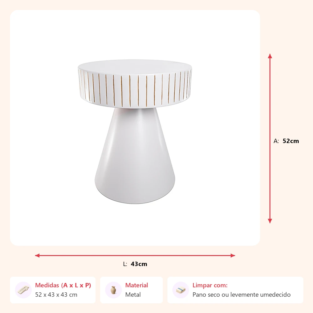 Mesa lateral em metal 52x43x43cm - Imagem 2