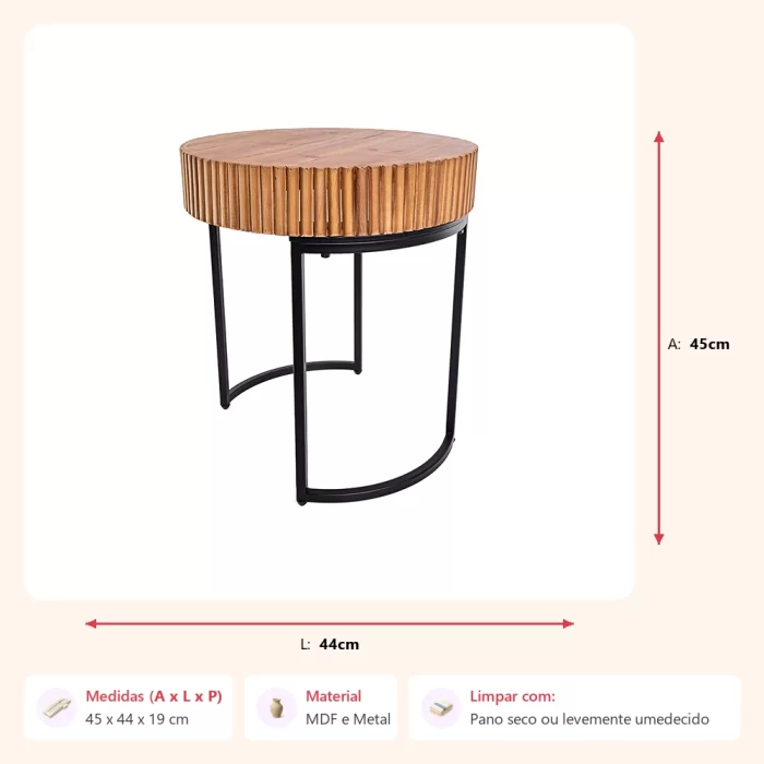 Mesa lateral vintage 45x44x19cm - Imagem 2