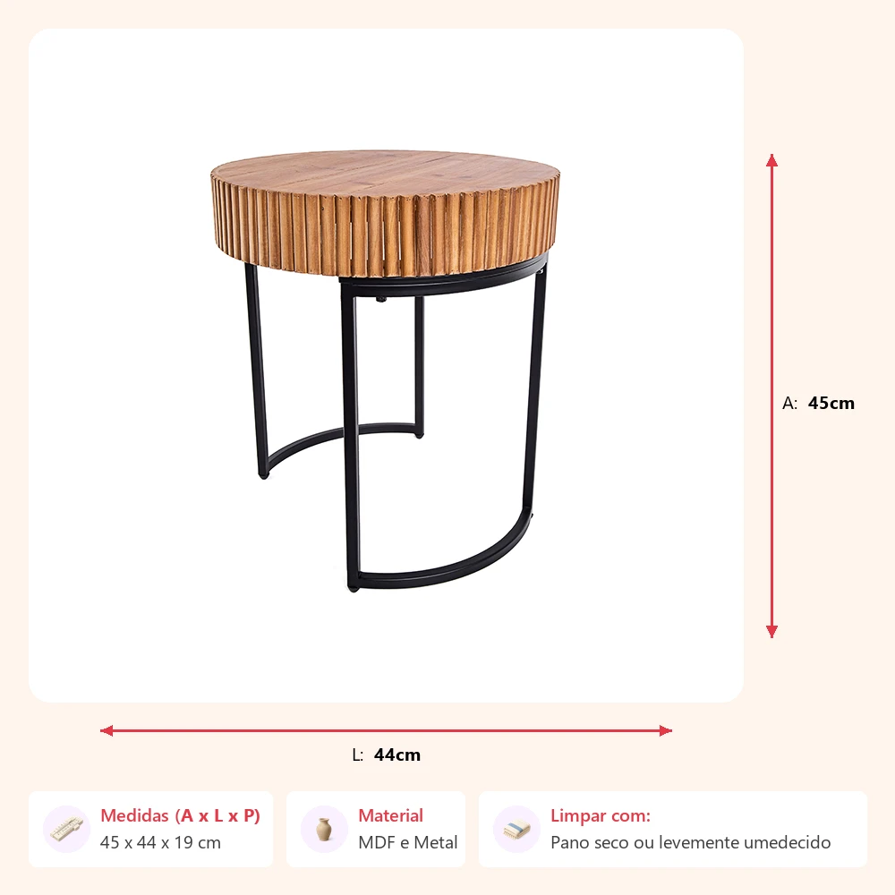 Mesa lateral vintage 45x44x19cm - Imagem 2