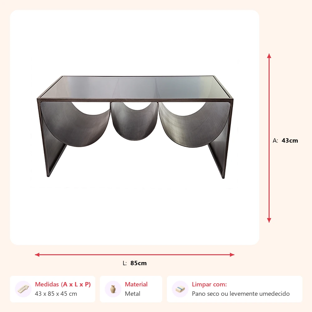 Mesa de centro com porta revisteiro 43x85x45cm - Imagem 2