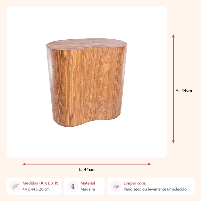 Mesa lateral tronco 44x44x28cm - Imagem 2