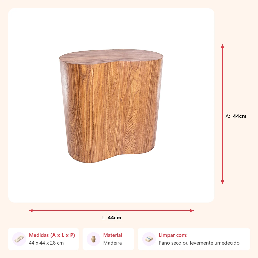 Mesa lateral tronco 44x44x28cm - Imagem 2