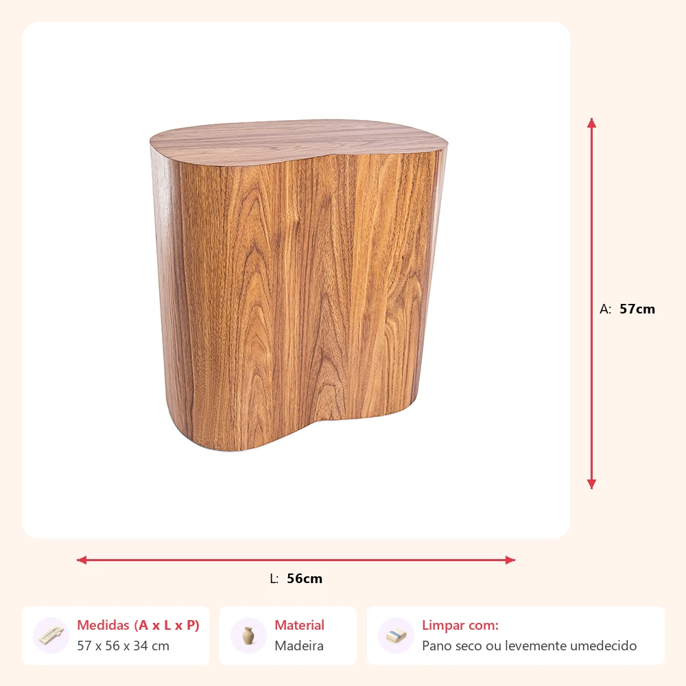 Mesa lateral tronco 57x56x34cm - Imagem 2