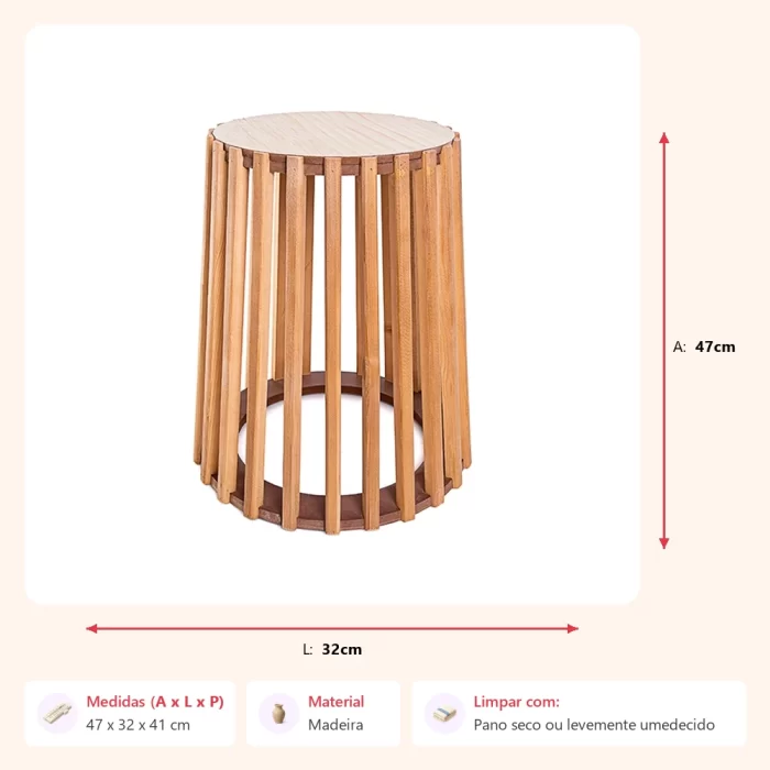 Mesa lateral ripada 47x32x41cm - Imagem 2