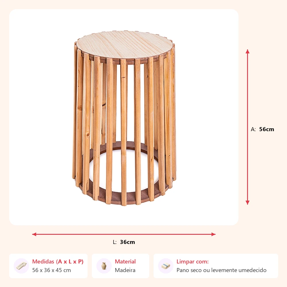 Mesa lateral ripada 56x36x45cm - Imagem 2
