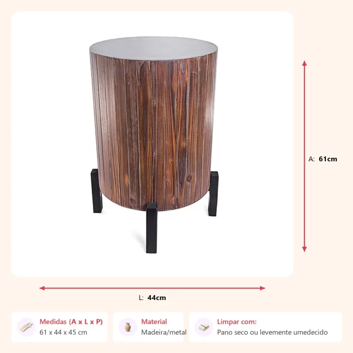 Mesa lateral cilindrica 61x44x45cm - Imagem 2