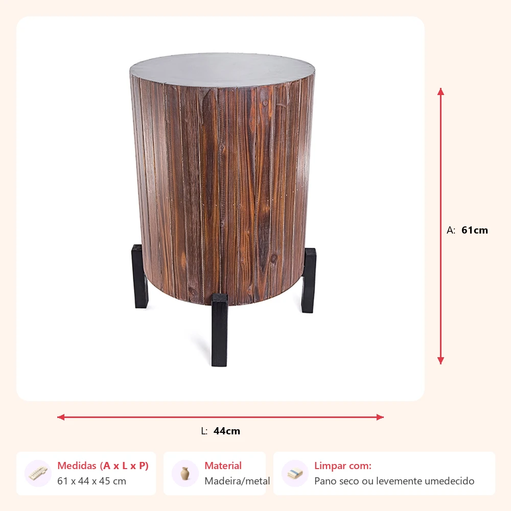 Mesa lateral cilindrica 61x44x45cm - Imagem 2