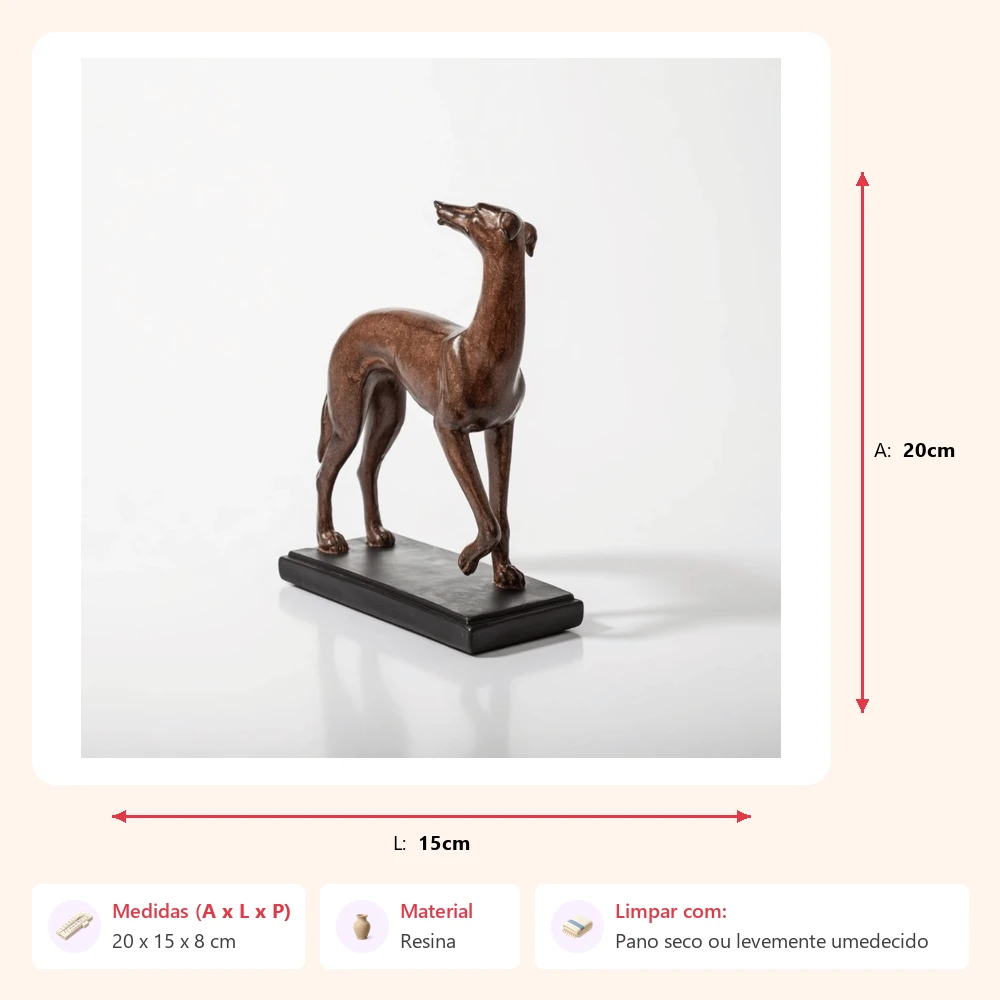 Escultura galgo pose 20x15x8cm - Imagem 2