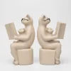 Porta livros gatos leitores 16x19x7cm