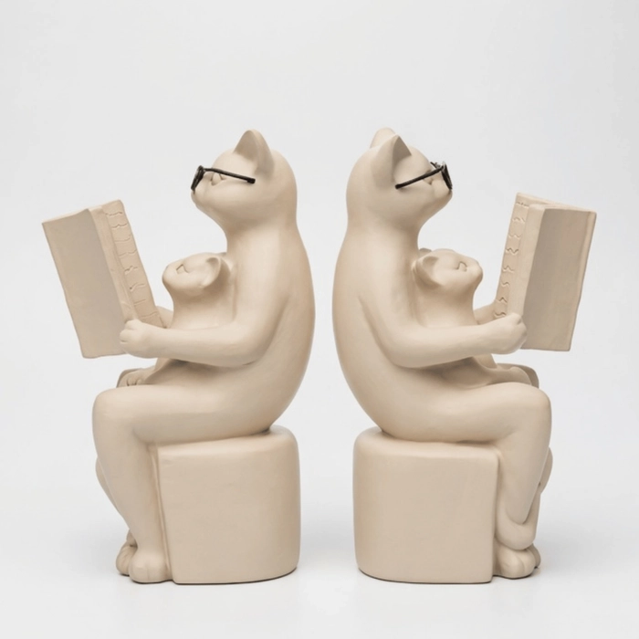 Porta livros gatos leitores 16x19x7cm