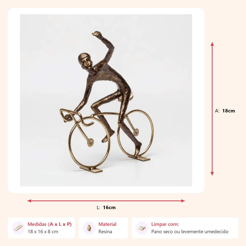 Escultura ciclista equilibrio 18x16x8cm - Imagem 2