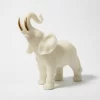 Escultura elefante tromba erguida em quartzo 28x28x13cm