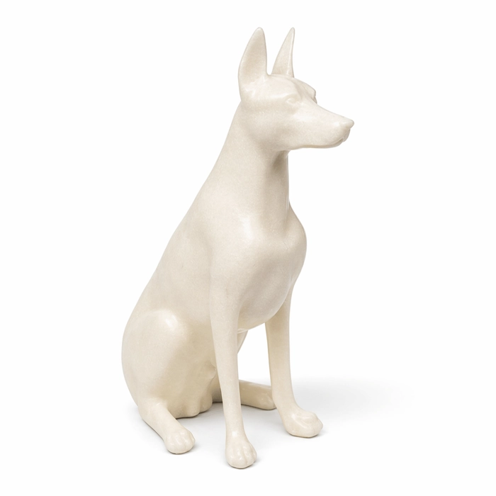 Escultura doberman em quartzo 37x26x16cm