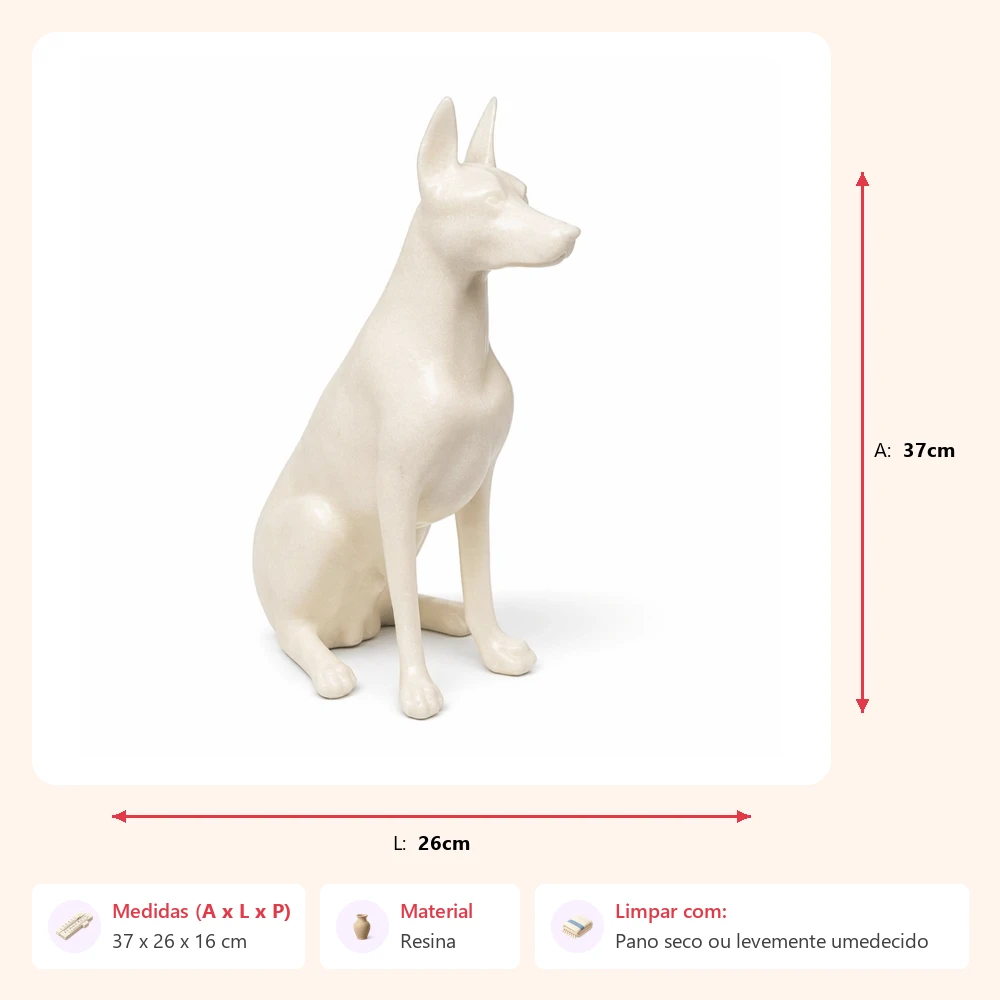 Escultura doberman em quartzo 37x26x16cm - Imagem 2