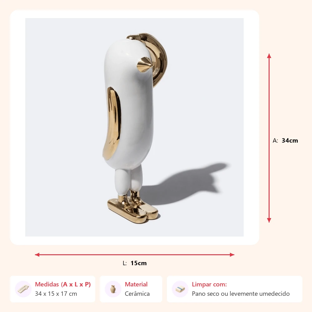 Escultura pinguim 34x15x17cm - Imagem 2