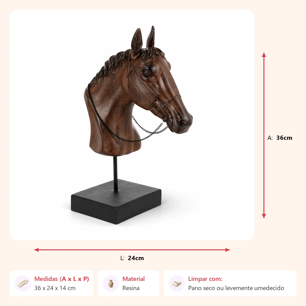 Escultura cabeca de cavalo 36x24x14cm - Imagem 2