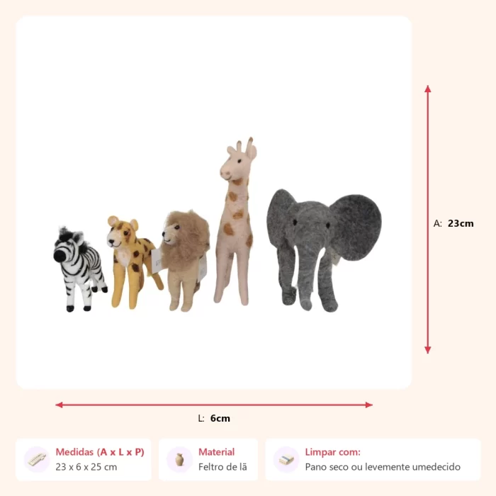 Jogo 5 animais floresta 23x6x25cm - Imagem 2