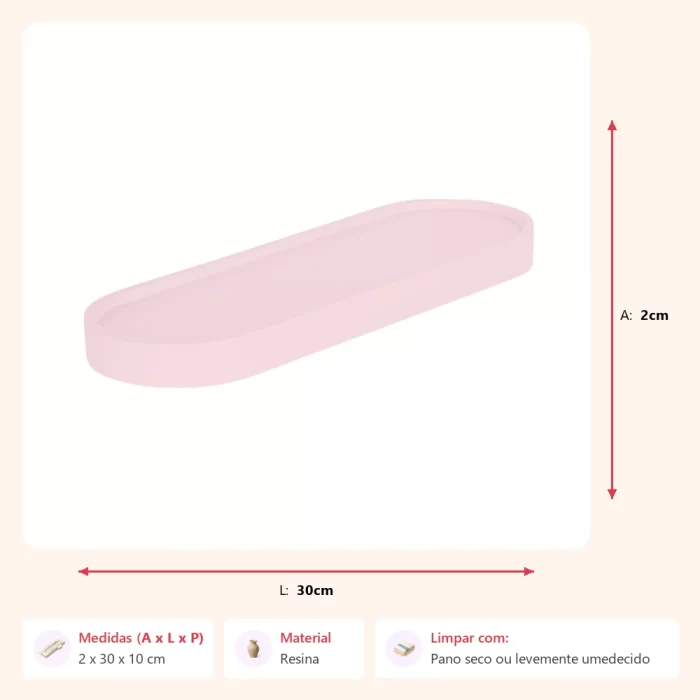 Bandeja ameise rosa claro 2x30x10cm - Imagem 2